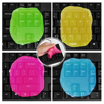 4 Stück Tastaturreiniger Gel,Tastatur Reinigung Universeller Staubreiniger für Laptops, Computers, Auto-Entlüftungsöffnungen, Taschenrechner,Wiederverwendbarer Reinigungsschleim Auto Reinigungsgel - 3