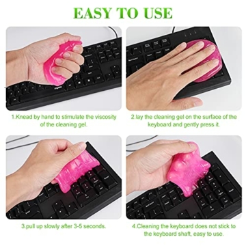 4 Stück Tastaturreiniger Gel,Tastatur Reinigung Universeller Staubreiniger für Laptops, Computers, Auto-Entlüftungsöffnungen, Taschenrechner,Wiederverwendbarer Reinigungsschleim Auto Reinigungsgel - 4