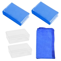 AFASOES 2 Pack Reinigungsknetmasse Auto Car Clay Bar zur Lackpflege mit Reinigungstuch Reinigungsknete Lackreinigungsknete Felgenreinigung für Auto Motorrad Flugrost Versiegeln Lackieren (2 * 100g) - 1