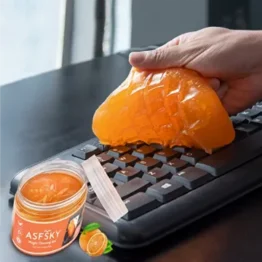 ASFSKY Reinigungsgel orange 160g Auto Cleaning Gel Schleim Tastatur Reinigung Wiederverwendbar Auto Innenraum Reiniger Tastatur Reinigungsschleim Universeller für PC Laptop Kamera Taschenrechner