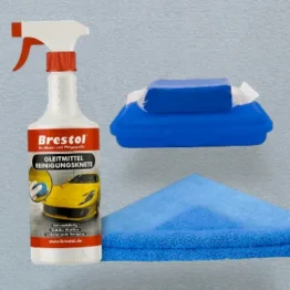 Brestol Reinigungsknete Set1 200g Knete blau mittelstark + Box + 750ml Spezial GLEITMITTEL + Poliertuch - Polierknete Lackknete Clay-Bar Auto-Lack-Knete - entfernt Baumharz Insekten u.v.m.
