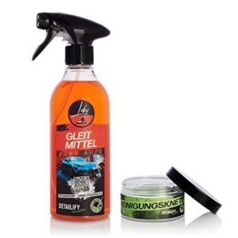 Detailify Clay Lube Gleitmittel Luby 500ml + Clay Bar Auto Reinigungsknete Bary Knete Lack Lackknete Set für Entfernung von Insekten Detailing - 1