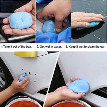 Fixget 3Pcs Lehm Professionelle Lackreinigungsknete zur Lackpflege und Felgenreinigung Auto Detaillierung Magic Clay Bar Reiniger für Autos, Trucks, Wohnwagen (3pcs) - 4