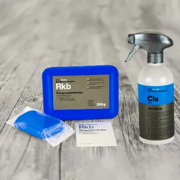 Koch Chemie Reinigungsknete blau mild 200g & CLS Clay Spray Gleitspray 500ml