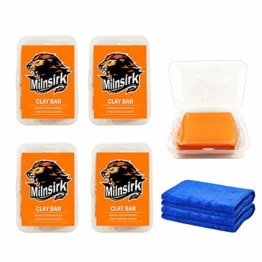 Milnsirk Reinigungsknete Auto Car Clay Bar 4 Packung 400g Reinigungsmasse Lackreinigungsknete zur Reinigung von Autolack, polnisches Fensterglas, mit Mikrofaser-Handtuch - 1