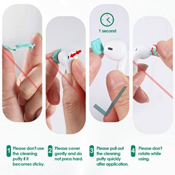 Siumir Reinigungsstift Kopfhörer Set Kompatibel mit Airpods Bluetooth-Kopfhörer Reinigungsknete, Reinigungstücher, Reinigungswerkzeug für Kopfhörer, Ladebox, Kamera, Mobiltelefone - 4